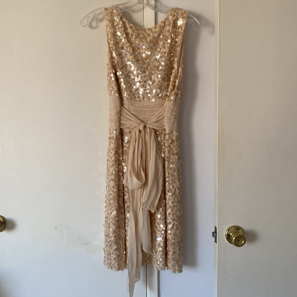 NWOT - BCBG MacAzria - Sequin V-Neck Dress in Champagne - medium - Picture 4 of 12